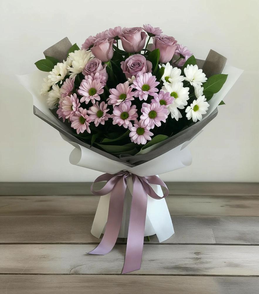 Букет цветов из: Хризантемы и Розы в Шабурново