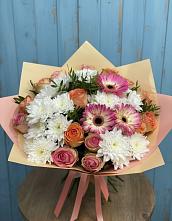 Букет цветов из:  Розы, Герберы и Хризантемы в Шабурново