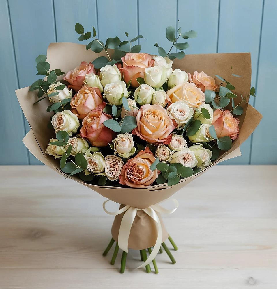 Букет цветов из: Альстромерии и Розы в Шабурново