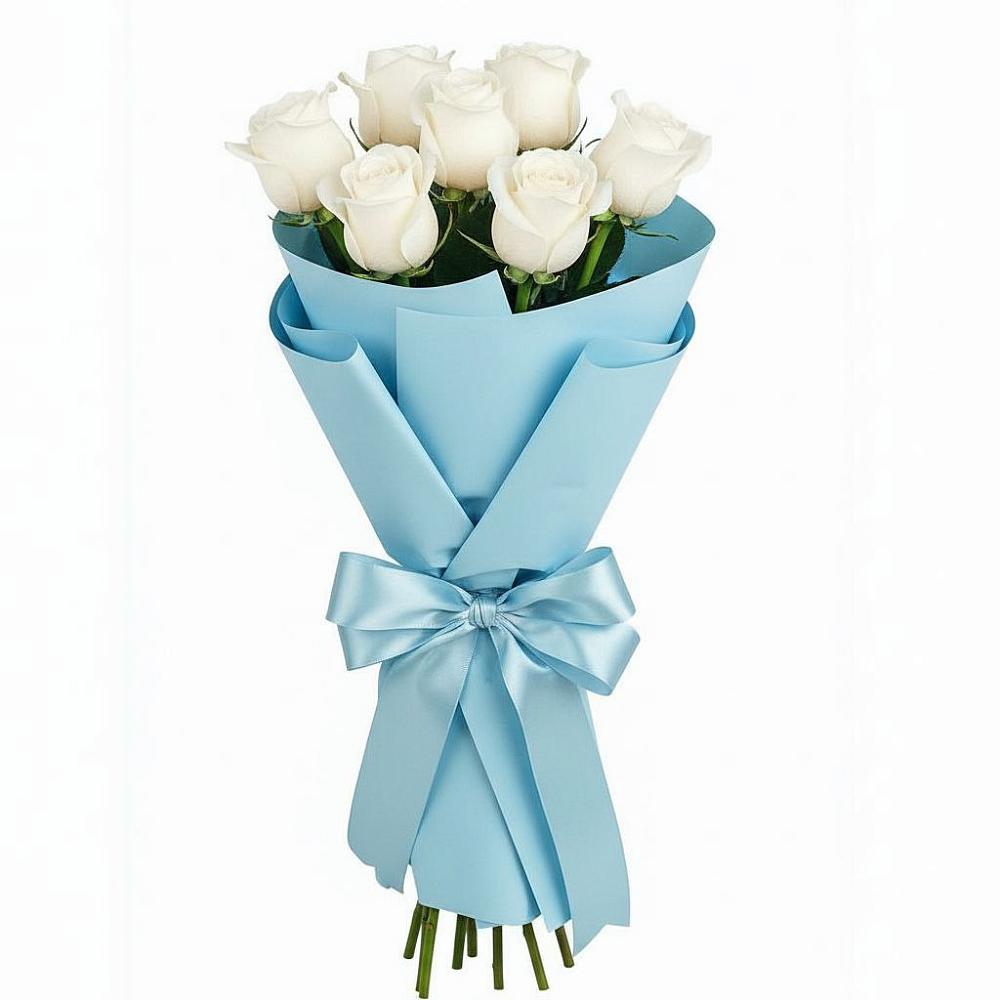 Букет 7 белых роз Проуд в Шабурново