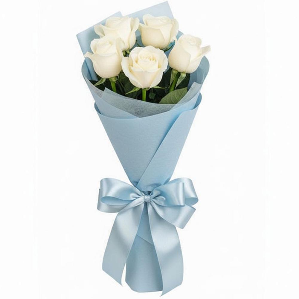 Букет 5 Белых роз Проуд в Шабурново