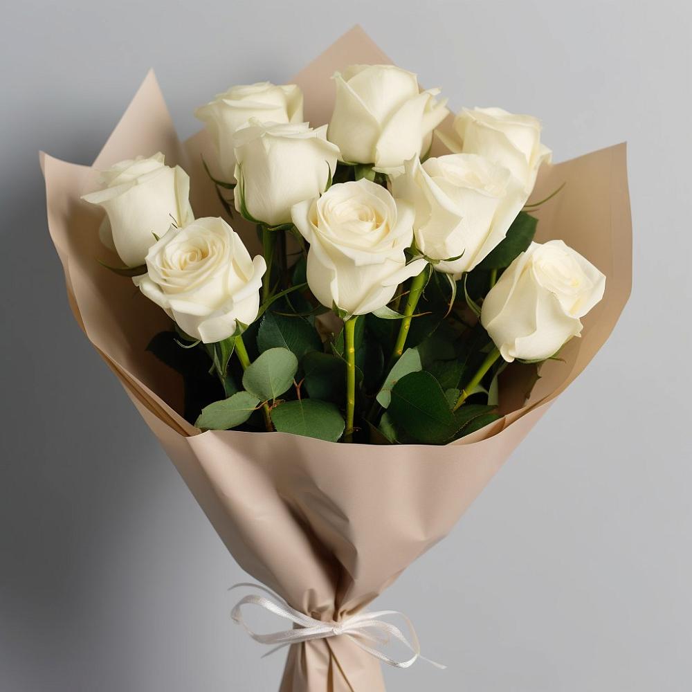 Букет 9 Белых роз Эдлесс Лав в Шабурново