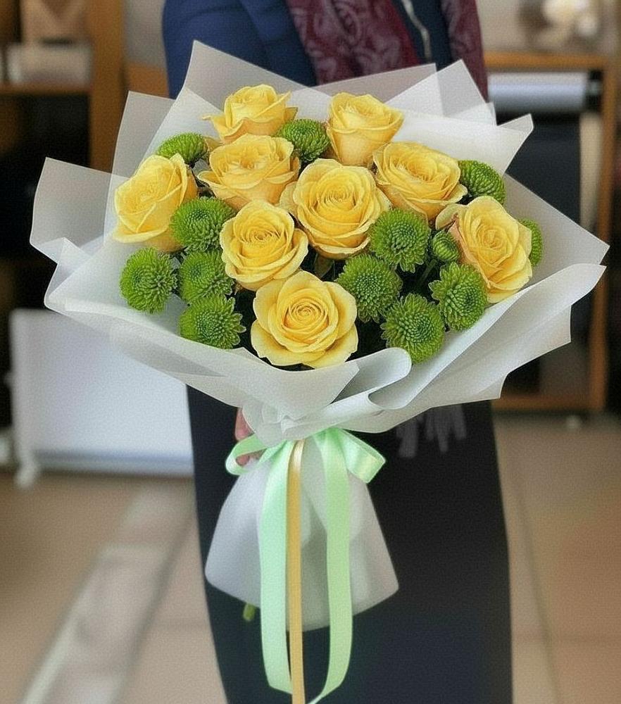 Букет цветов из: Хризантемы и Розы в Шабурново