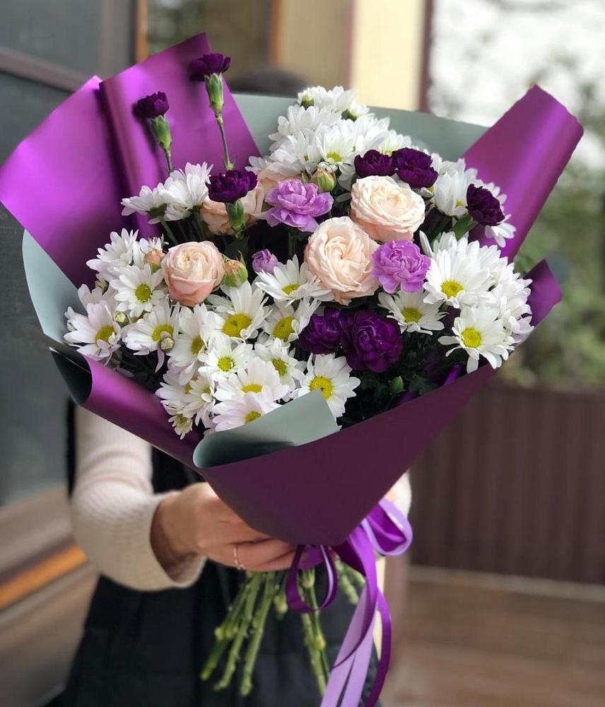 Букет цветов из: Хризантемы, Гвоздики и Розы в Шабурново