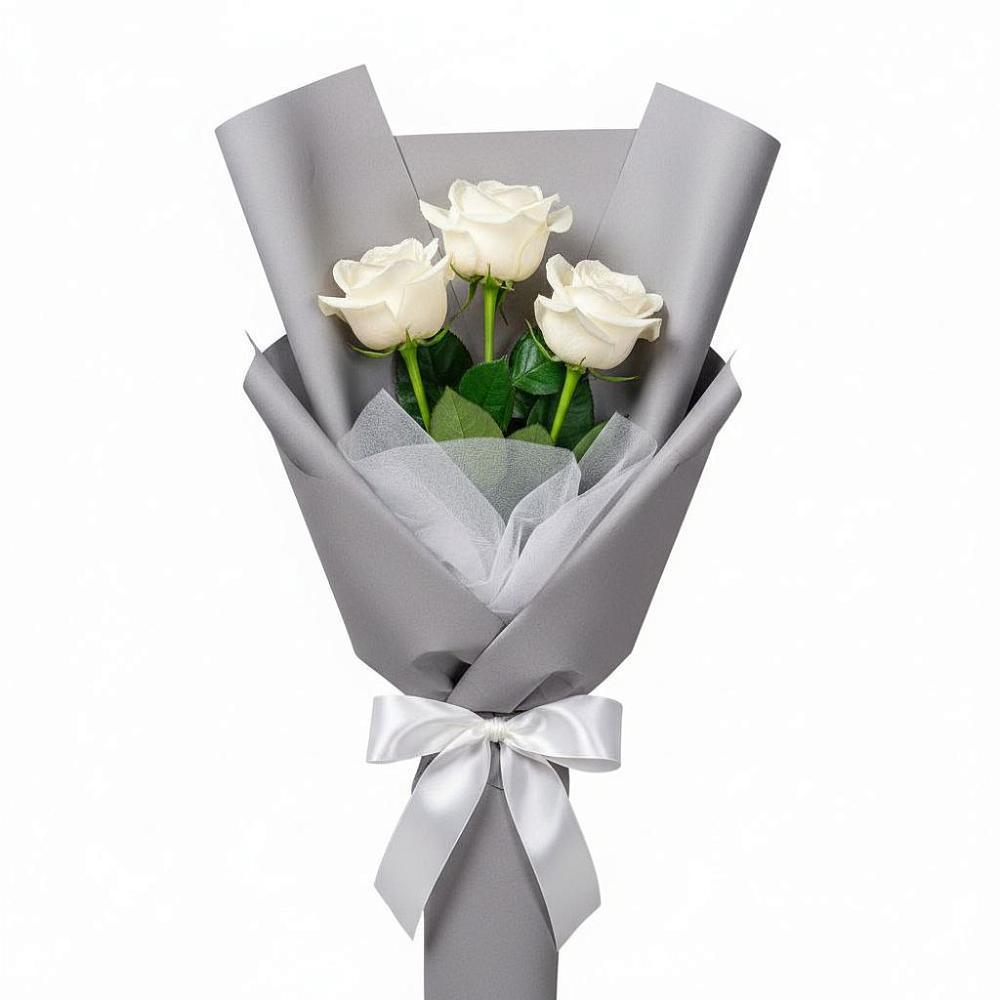 Букет 3 белые розы в Шабурново