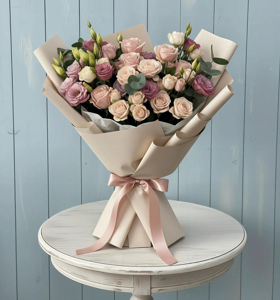 Букет цветов из: Розы и Лизиантусы в Шабурново