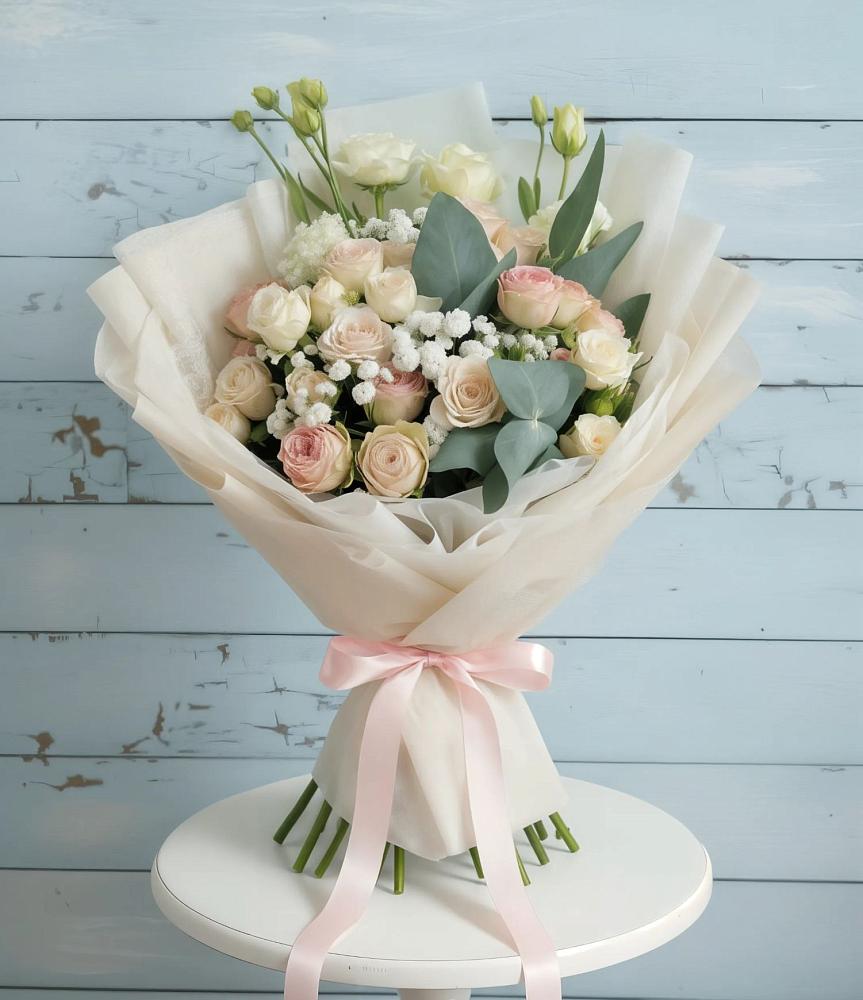 Букет цветов из: Розы и Лизиантусы в Шабурново