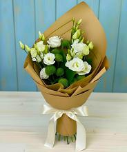 Букет цветов из:  Хризантемы и Лизиантусы в Шабурново