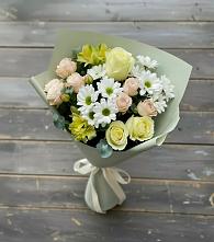 Букет цветов из:  Альстромерии, Розы и Хризантемы в Шабурново