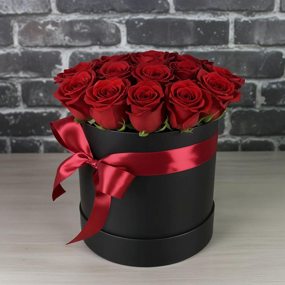 Цветочная композиция из Розы в шляпной коробке в Шабурново